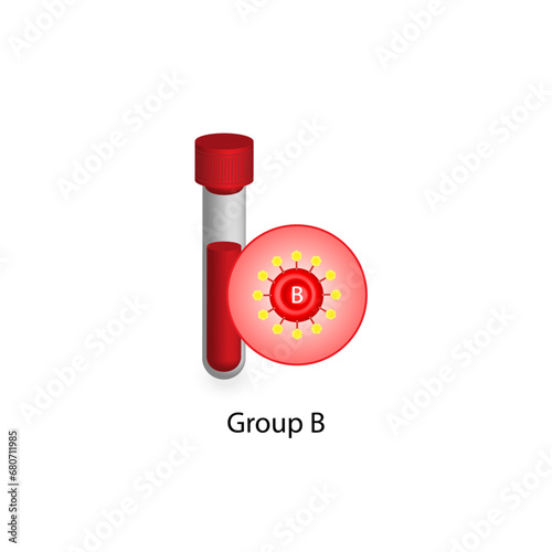 B blood group. Blood donation. Red blood cell. Vector illustration.