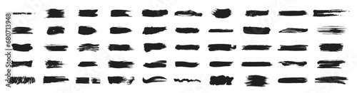 Set of grunge black paint  ink brush strokes. Grungy brushes collection. Brush stroke paint boxes on transparent background