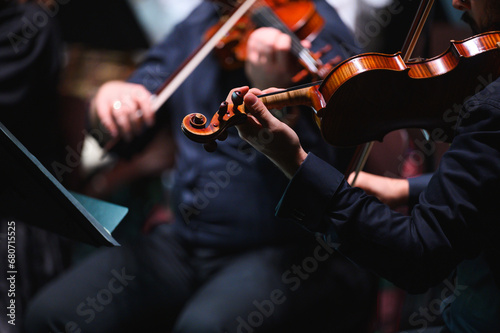 detail of a violin during an orchestra concert