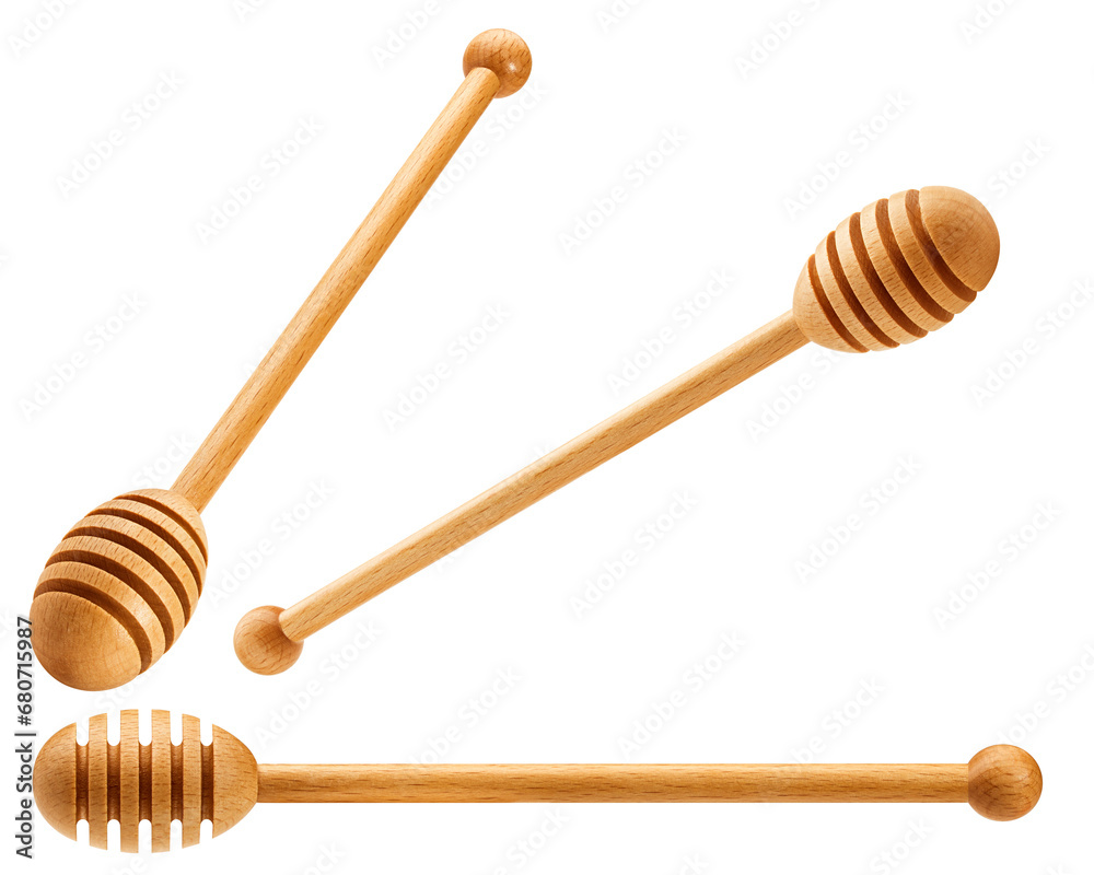 wooden honey spoon isolated on white background, full depth of field wooden honey spoon isolated on white background, full depth of field