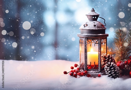 Christmas background with candle © Adriana