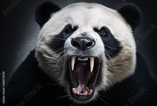 a big panda yanking its tongue out, hypnotic symmetry, wimmelbilder, sumatraism photo