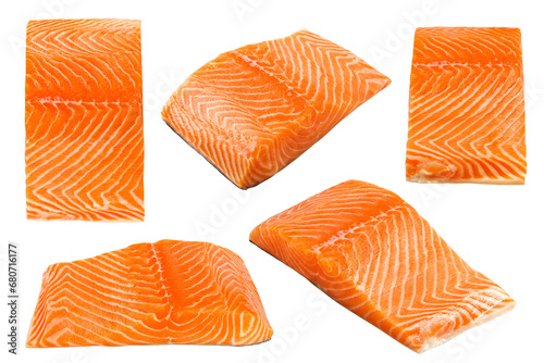 raw salmon, fish isolated on white background, full depth of field photo