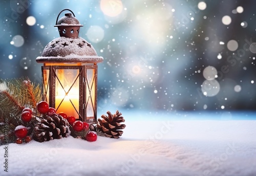 Christmas lantern with candle © Adriana