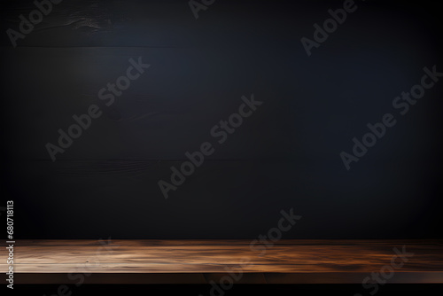 a wooden table with a dark background generative ai © Sam