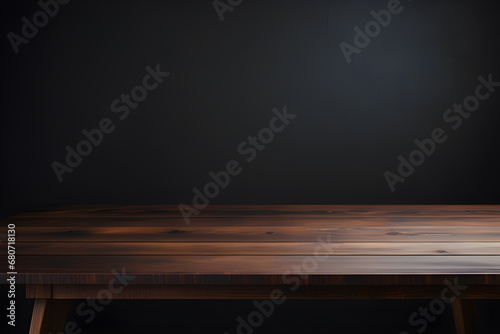 a wooden table with a dark concept generative ai © Sam