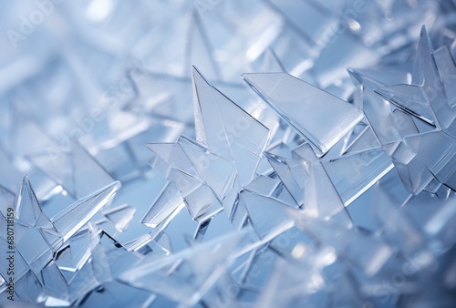 a close up photograph of crystals in the snow, microscopic views, whistlerian, precisionist lines photo