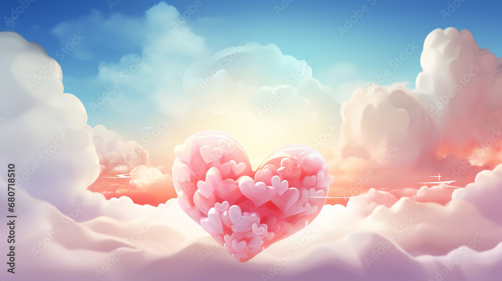 heart in the sky romantic clouds Ai generated Fluffy Pink Heart Clouds ...