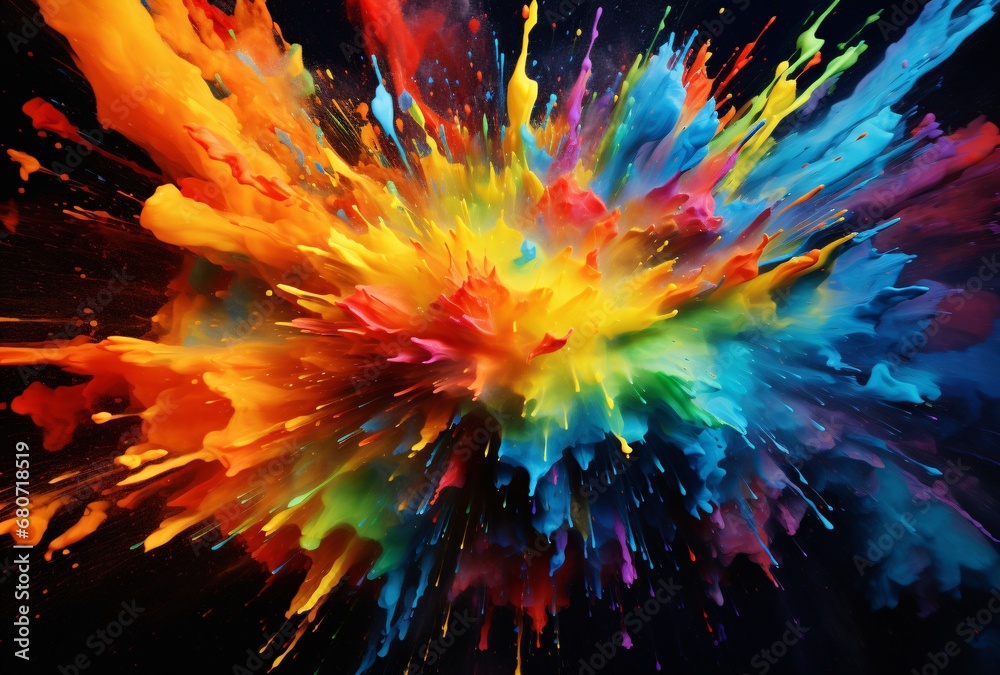a bright explosion of paint flowed through the air bold chromaticity mystic symbolism holotype printing