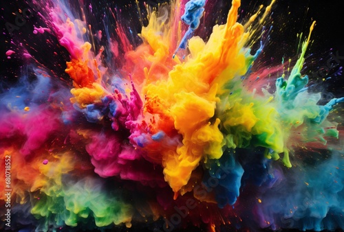 a bright explosion of paint flowed through the air bold chromaticity mystic symbolism holotype printing