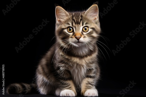 Studio shot capturing cat on vibrant backdrop