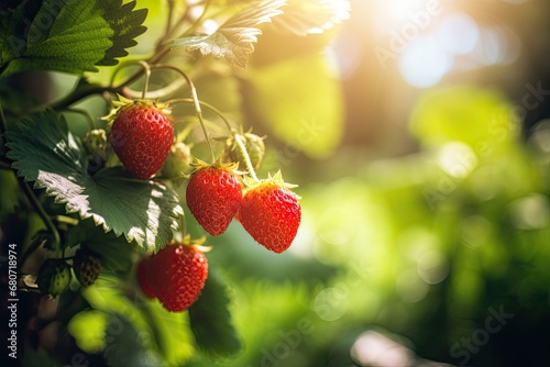 Ripe Strawberries  Fresh and Sweet Berries on Healthy Green Plants in a Bountiful Garden