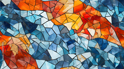 Modern abstract mosaic art with glass pieces, seamless texture