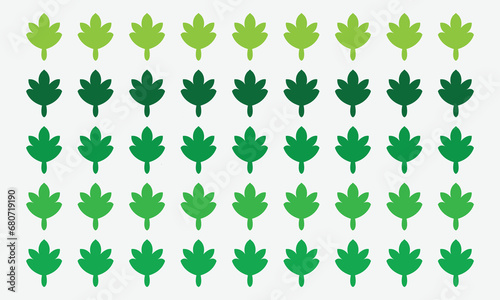 Green pattern, set of green leaves, set of four clover