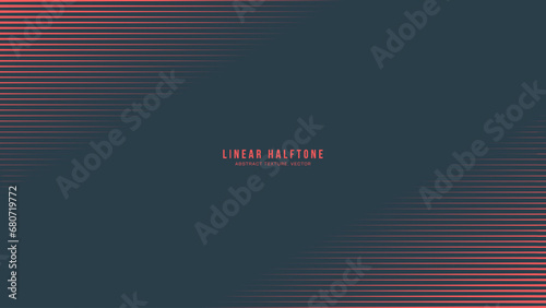 Linear Halftone Graphic Pattern Vector Tilted Border Red Black Abstract Background. Synthwave Retro Futurism Art Minimal Style Classy Decoration. Half Tone Textured Contrast Striped Abstraction