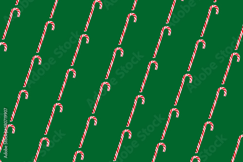 candy cane print on green background