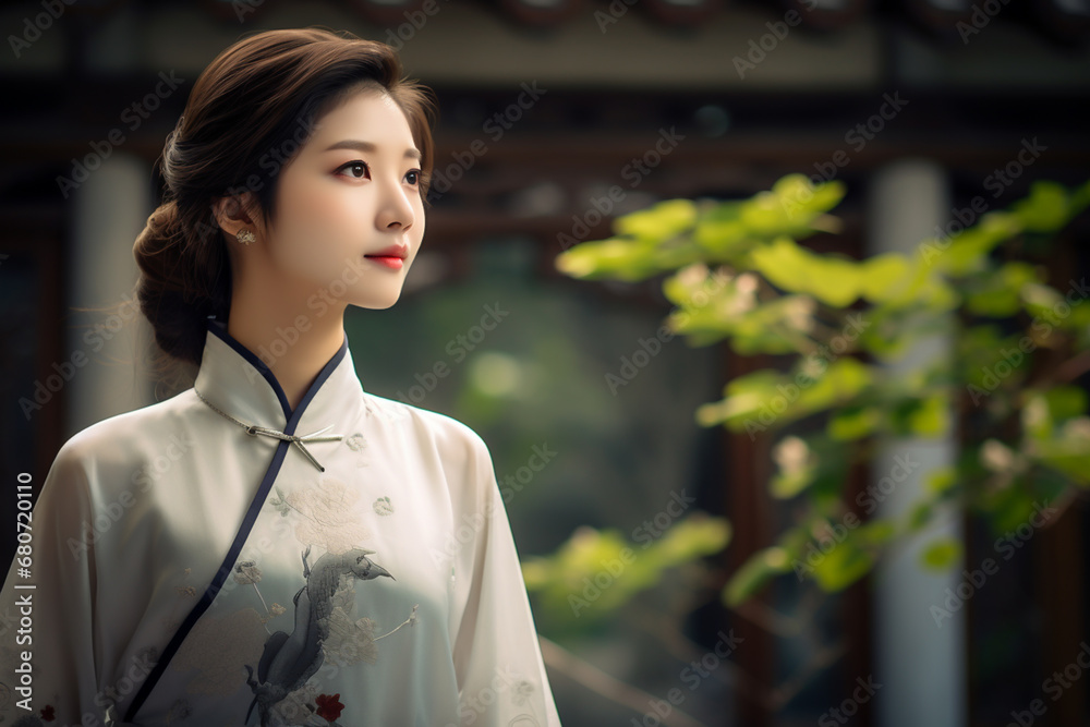 Asian Beauty in Traditional Attire: Serene Outdoor Portrait Captures Japanese Culture and Elegance Asian Beauty in Traditional Attire: Serene Outdoor Portrait Captures Japanese Culture and Elegance