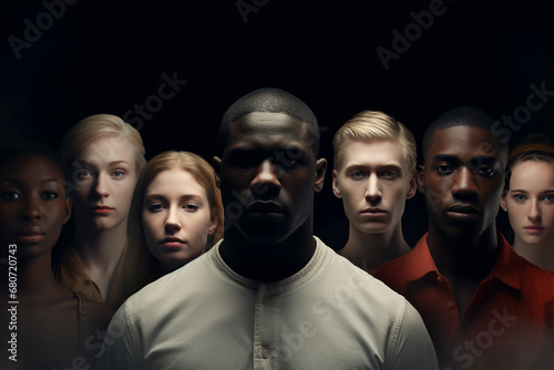 Racial equality concept art, people with black and white skin working together, social justice and culture