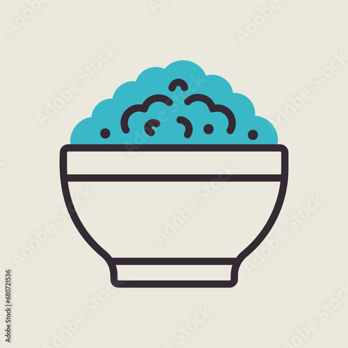 Cottage cheese in bowl vector icon