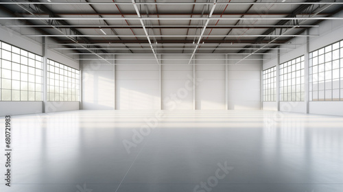 Empty Clean Warehouse, Sunlight, Generative AI