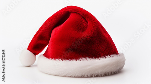 Christmas hat on a white background, front view.