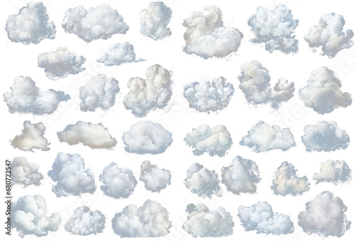 set of clouds Isolated on transparent background