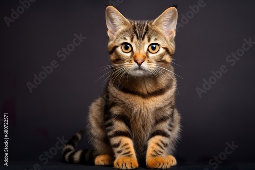 Studio shot capturing cat on vibrant backdrop