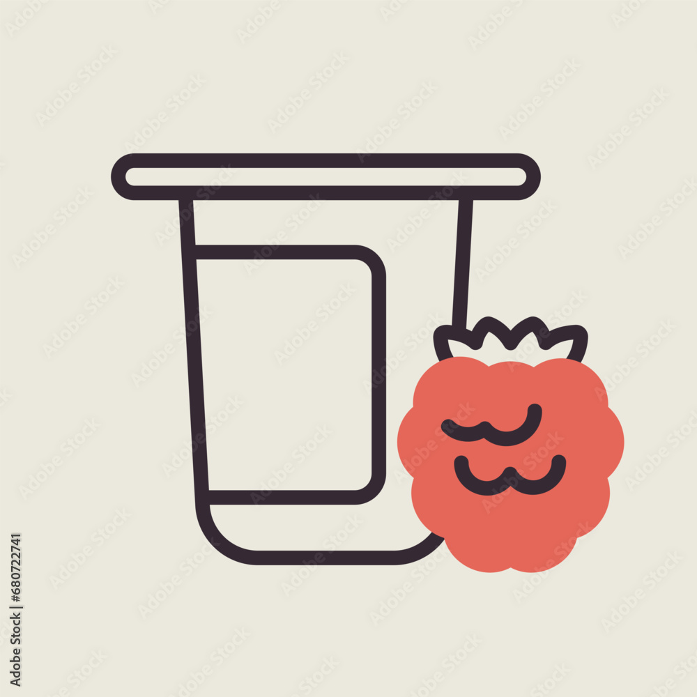 Yogurt cup with flavor raspberry vector icon Yogurt cup with flavor raspberry vector icon