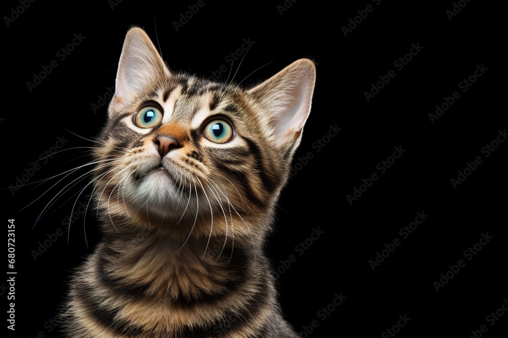 Studio shot capturing cat on vibrant backdrop
