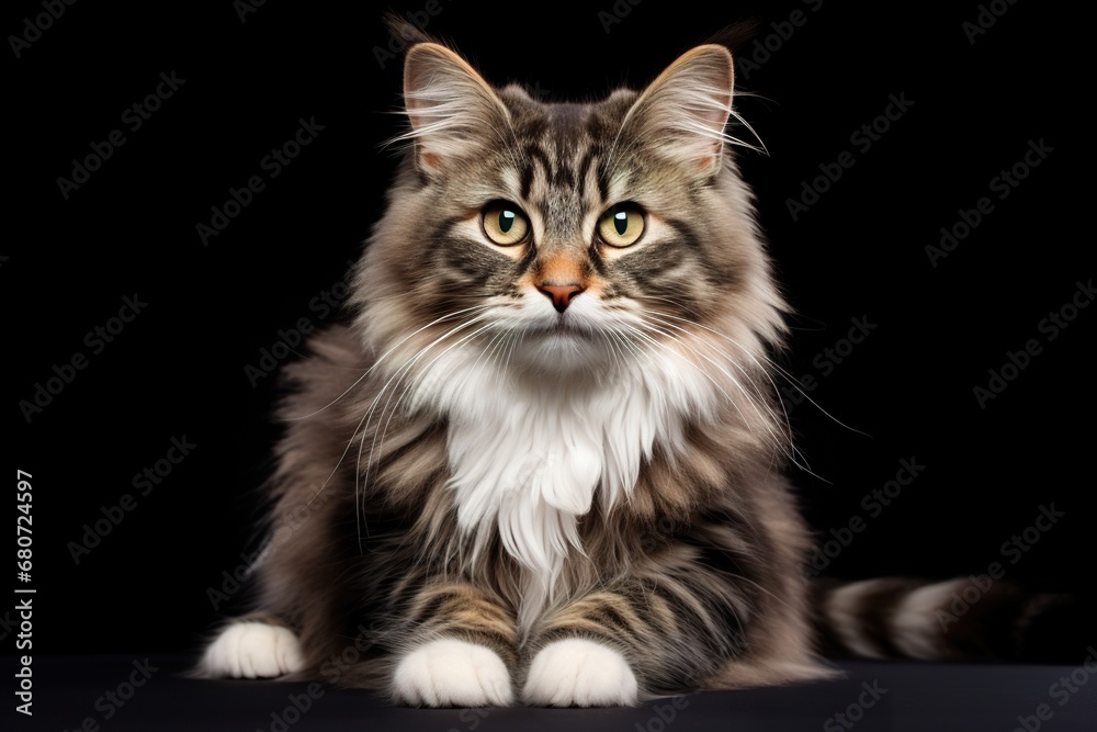 Studio shot capturing cat on vibrant backdrop