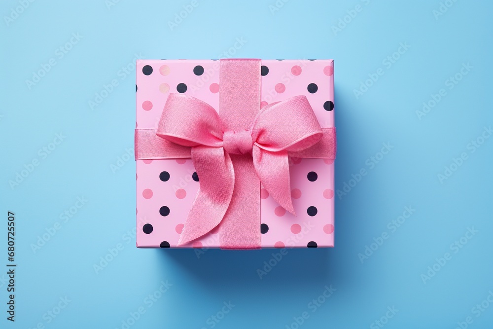 A stylish gift box on a serene blue background. Perfect for conveying warmth and sophistication. A stylish gift box on a serene blue background. Perfect for conveying warmth and sophistication.