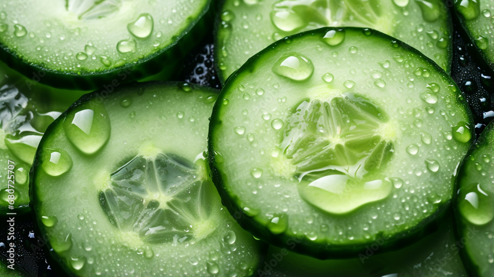 background of green cucumber slices background of green cucumber slices