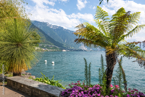 Embankment of town of Montreux  Switzerland