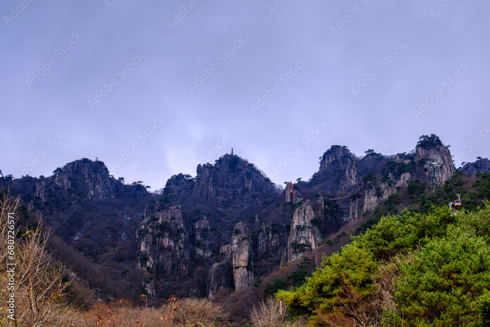 Scenic view of Mt.Daedunsan against sky