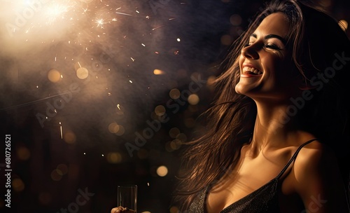 Caucasian Female Drinking Birthday Elegant Backdrop Generative AI