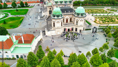 Aerial view of famous Schloss Belvedere in Vienna, built by Johann Lukas von Hildebrandt as a summer residence for Prince Eugene of Savoy photo