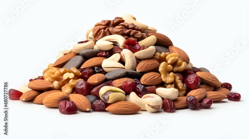 Mix of nuts and dry fruits isolated on transparent background