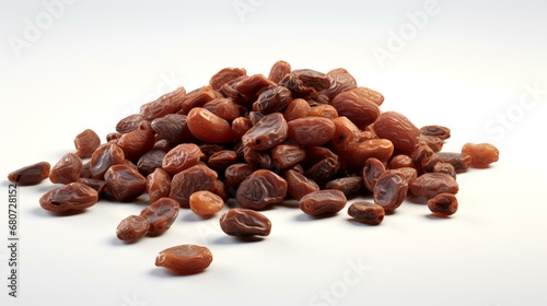 Raisins in wooden bowl isolated on white background