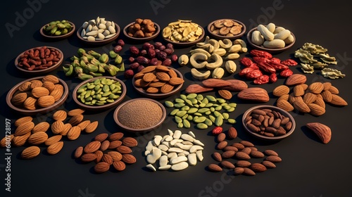 Set of dried fruits pistachio walnut peanuts