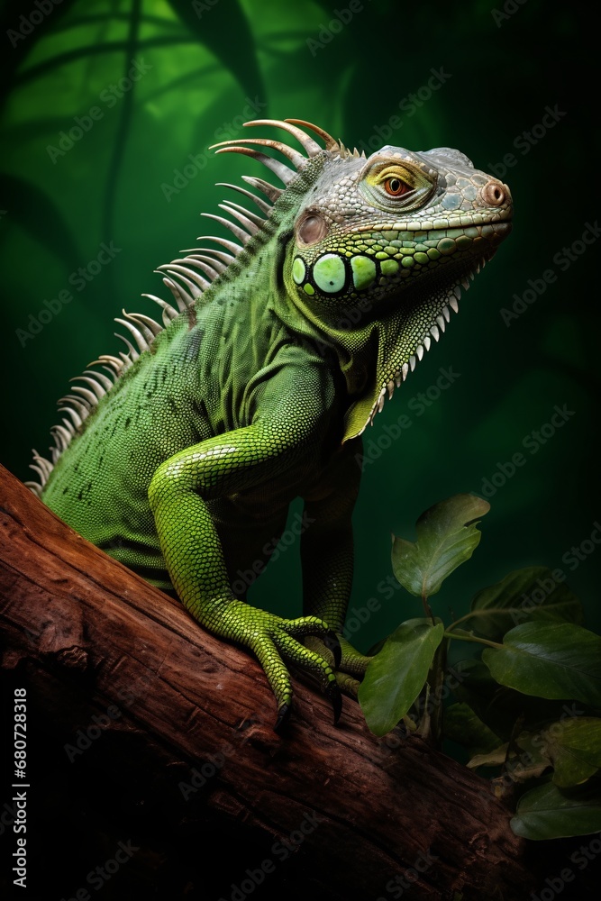 an iguana in green with a branch of a tree contemporary modernist forestpunk realist lifelike precision an iguana in green with a branch of a tree contemporary modernist forestpunk realist lifelike precision