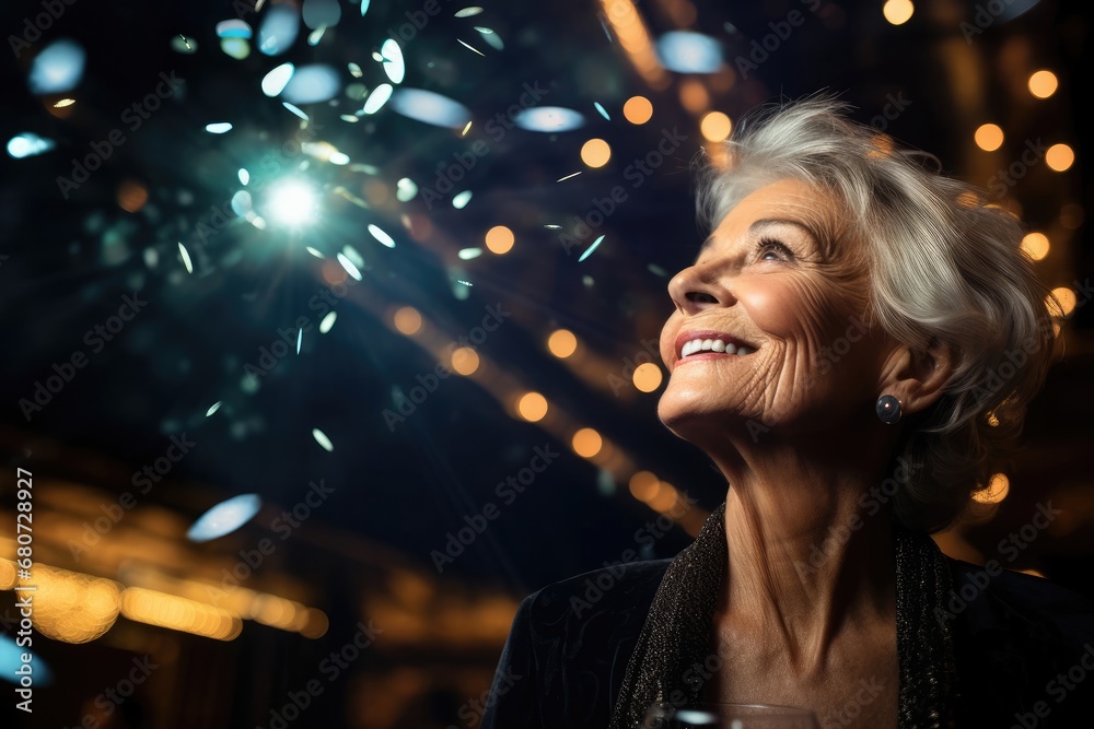 Caucasian Woman Elderly Classy Birthday Elegant Background Generative AI