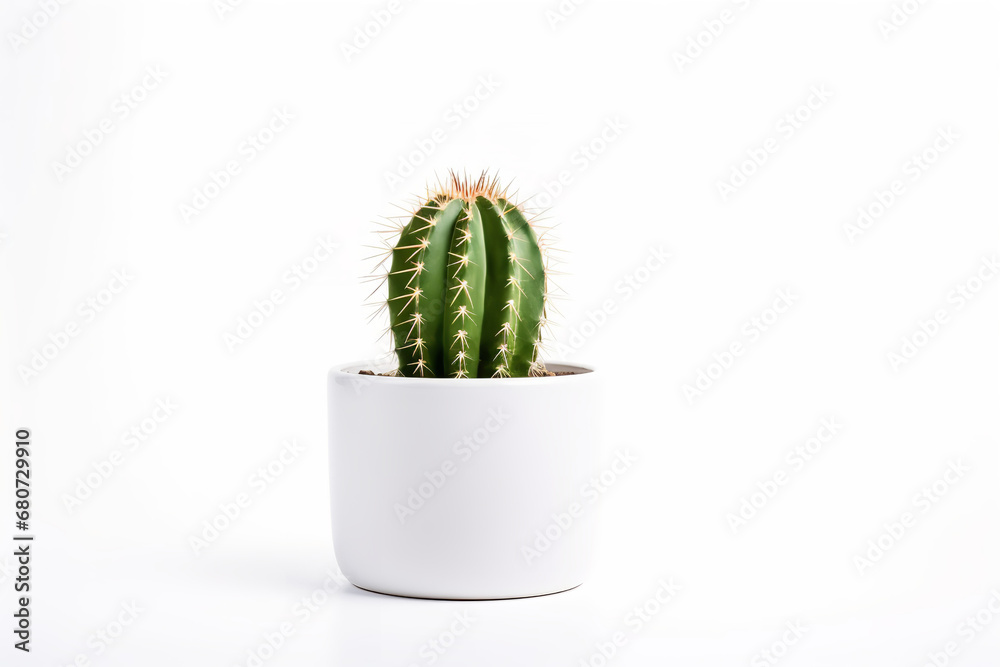 Cactus in a pot, white background Cactus in a pot, white background