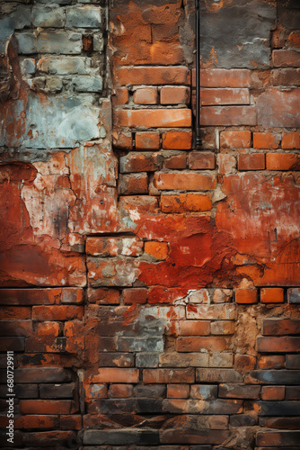 Brick wall. Old vintage brick wall pattern. Red brick wall panoramic background. photo
