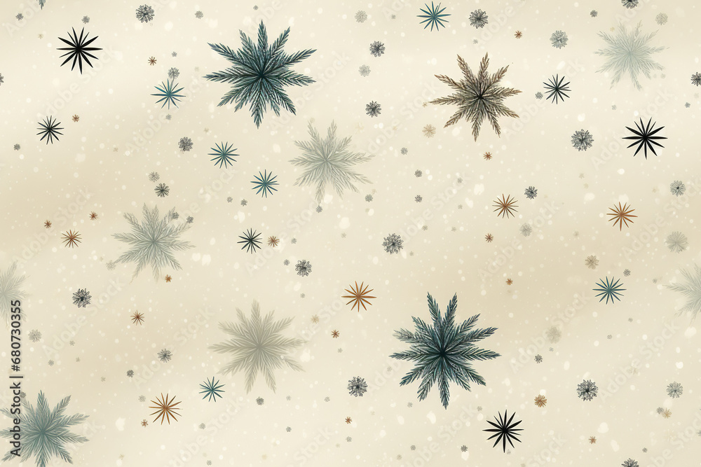 Snowflake, dreamy and magical, earthy muted neutral colours , cream background