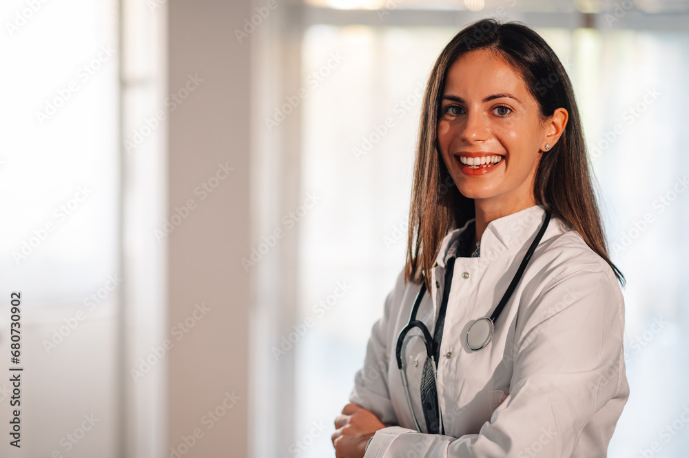 Portrait of a young confident female doctor at hospital. Portrait of a young confident female doctor at hospital.