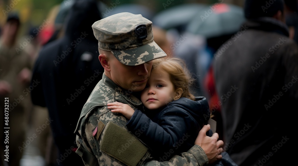 Fototapeta premium Comfort in Camouflage: A Soldier's Soothing Embrace