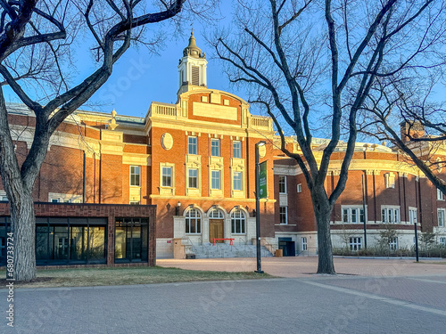 Edmonton, Alberta - November 14, 2023: Buildings and scenery on the campus of the University of Alberta in Edmonton
