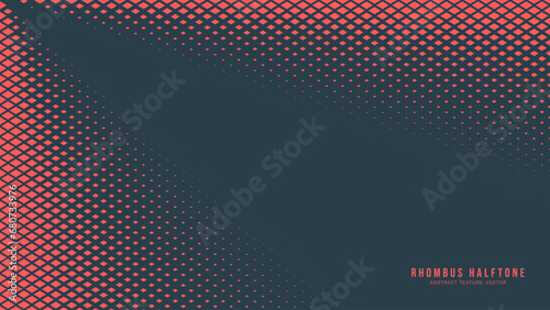 Rhombus Checkered Halftone Pattern Vector Light Rays Border Red Blue Abstract Background. Chequered Particles Subtle Pop Art Faded Texture. Half Tone Graphics Minimalistic Wallpaper. Mod Illustration