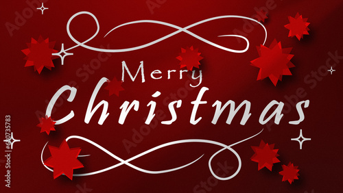 Christmas message on red background . Merry Christmas greeting Banner. 