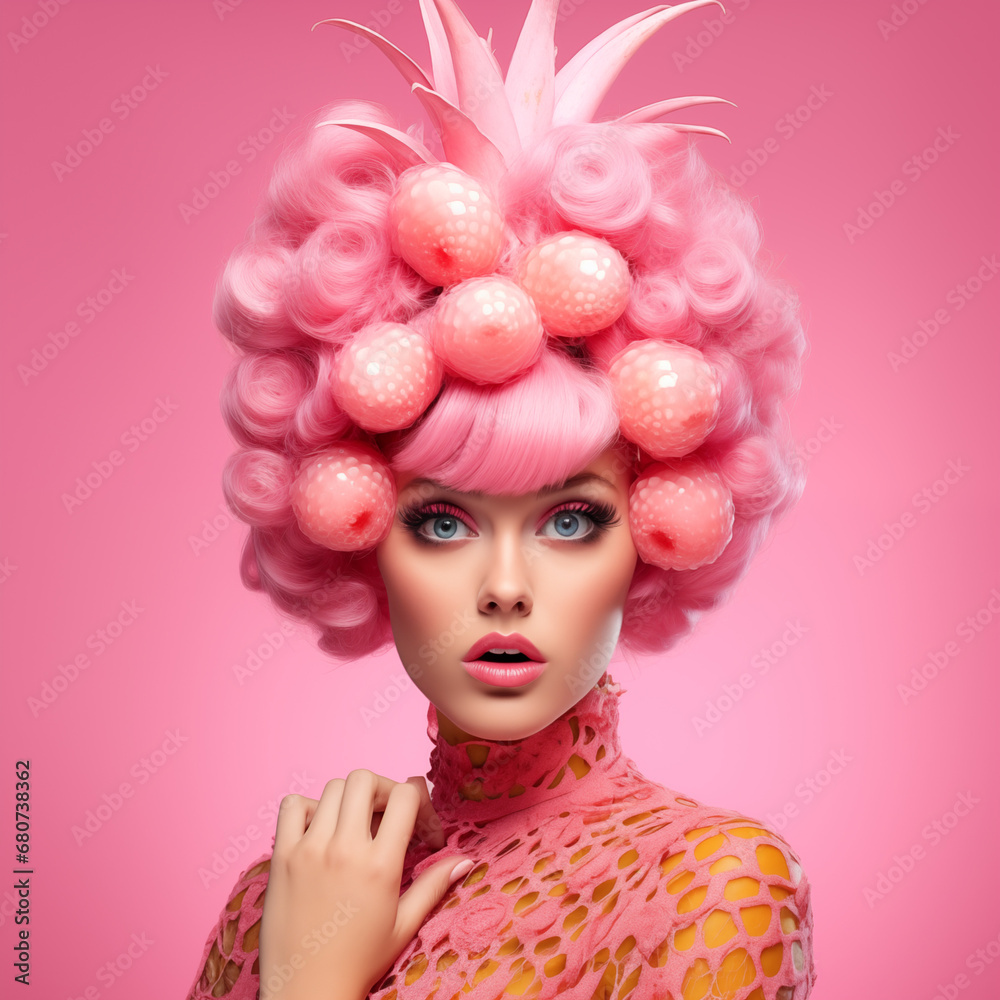 Pink pineapple lady, feminine, fashionable, gentle,pink lady with pineapple,minimalistic creative concept Pink pineapple lady, feminine, fashionable, gentle,pink lady with pineapple,minimalistic creative concept
